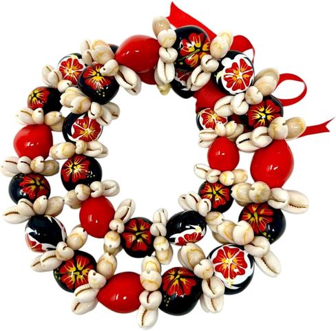 قلادة زهرة أوتاما هاواي - Kukui Nut Lei مع Cowrie Shell - قابلة للتعديل 32 بوصة Lei - رائعة للأحداث ذات الطابع الملون ، والتخرج ، والحفلات ، وأكثر من ذلك! in Kuwait