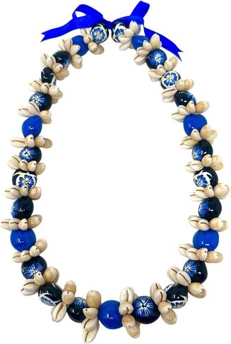 قلادة زهرة أوتاما هاواي - Kukui Nut Lei مع Cowrie Shell - قابلة للتعديل 32 بوصة Lei - رائعة للأحداث ذات الطابع الملون ، والتخرج ، والحفلات ، وأكثر من ذلك! in Kuwait