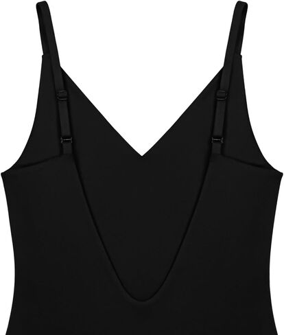 REORIA Women’s Sexy Trendy Open Back V Neck Spaghetti Strap Backless Trendy Cami Bodysuit Tops in Kuwait