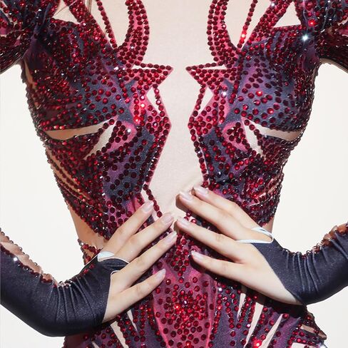 Tyian Rhinestone Fashion Hands Printed Long Sleeve Bodysuit Performance Singer Pole Dancing Club Birthday Show Stage Costume in Saudi Arabia
