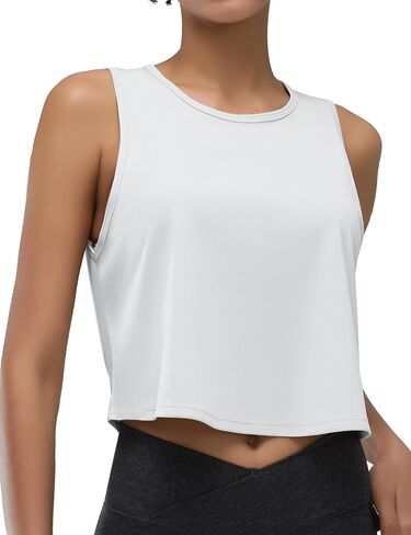 Women's Back-Knotted Workout Crop Tank Tops Athletic Sleeveless Cute Gym Shirts Running in Saudi Arabia