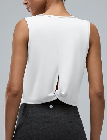 Women's Back-Knotted Workout Crop Tank Tops Athletic Sleeveless Cute Gym Shirts Running in Saudi Arabia