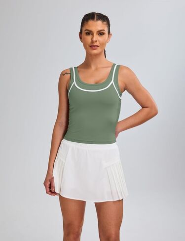 Blooming Jelly Women Workout Tank Tops Color Block Athletic Tops Crop Yoga Tops with Built in Bra in Saudi Arabia