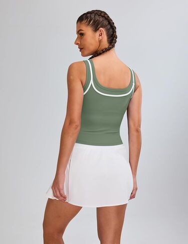 Blooming Jelly Women Workout Tank Tops Color Block Athletic Tops Crop Yoga Tops with Built in Bra in Saudi Arabia