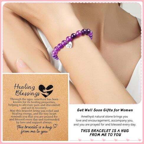 Breast Cancer Care Gifts for Women Get Well Soon Gifts Encouragement Healing Gifts Comfort Cancer Survivor Gifts Patients After Surgery Gifts Chemo Purple Crystal Bracelet Inspirational in Saudi Arabia