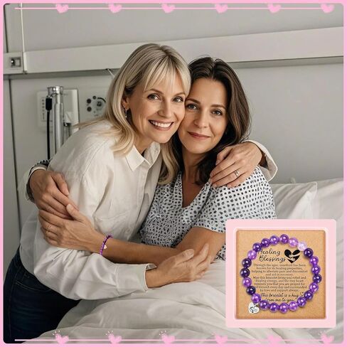 Breast Cancer Care Gifts for Women Get Well Soon Gifts Encouragement Healing Gifts Comfort Cancer Survivor Gifts Patients After Surgery Gifts Chemo Purple Crystal Bracelet Inspirational in Saudi Arabia