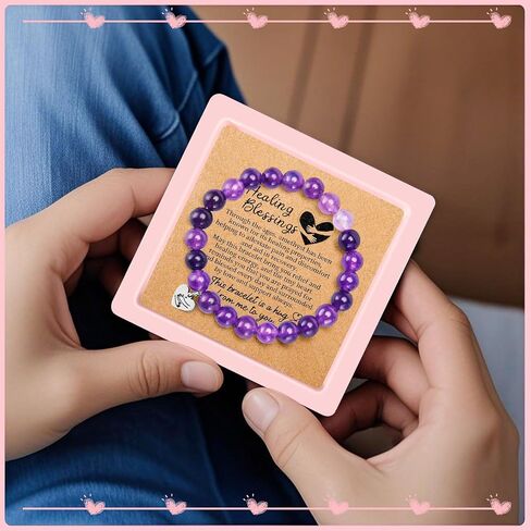 Breast Cancer Care Gifts for Women Get Well Soon Gifts Encouragement Healing Gifts Comfort Cancer Survivor Gifts Patients After Surgery Gifts Chemo Purple Crystal Bracelet Inspirational in Saudi Arabia