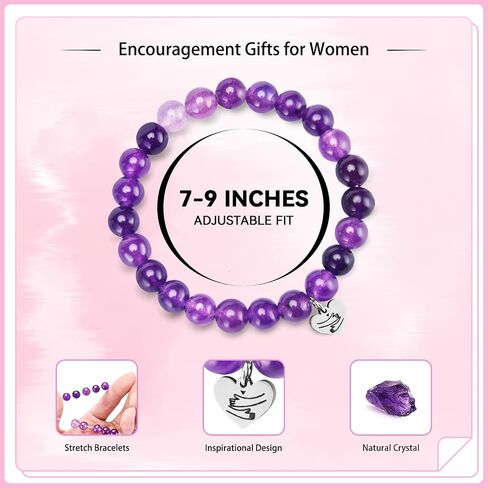 Breast Cancer Care Gifts for Women Get Well Soon Gifts Encouragement Healing Gifts Comfort Cancer Survivor Gifts Patients After Surgery Gifts Chemo Purple Crystal Bracelet Inspirational in Saudi Arabia