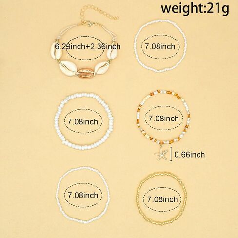 Long tiantian Shell Starfish Bracelet Charm Bracelet Summer Jewelry Stuff Puka Shell Bracelet Beach Bracelets Vacation Outfits for Women Seashell Bracelets Stuff in Saudi Arabia