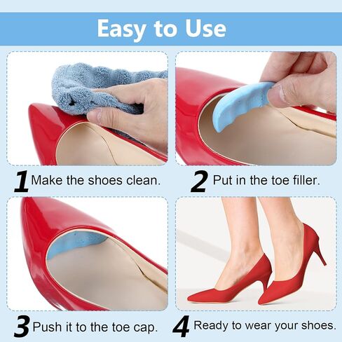 Shoe Filler Inserts for Loose Shoe, 2 Pairs Shoe Inserts to Make Shoes Smaller, Toe Cushion Filler Make Shoes Fit, Prevent Heel Sliping, for Men and Women (Blue,Medium: Half to One Size Bigger) in Saudi Arabia