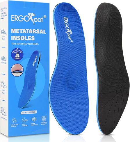 ERGOfoot Metatarsalgia Insoles, Heavy Duty Work Boot Inserts for Women Men, Relieve Morton's Neuroma and Reduce Metatarsal, Ball of Foot Pain for Standing All Day in Kuwait