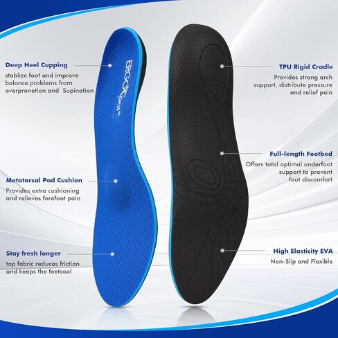 ERGOfoot Metatarsalgia Insoles, Heavy Duty Work Boot Inserts for Women Men, Relieve Morton's Neuroma and Reduce Metatarsal, Ball of Foot Pain for Standing All Day in Kuwait