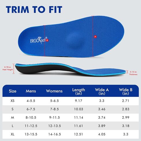 ERGOfoot Metatarsalgia Insoles, Heavy Duty Work Boot Inserts for Women Men, Relieve Morton's Neuroma and Reduce Metatarsal, Ball of Foot Pain for Standing All Day in Kuwait