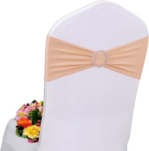 Red Chair Sashes - 50 Pack Universal Elastic Bands with Buckle Slider for Wedding Banquet Party Decorations in Kuwait