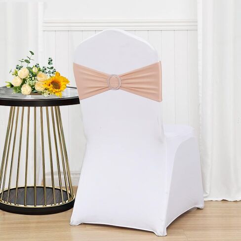 Red Chair Sashes - 50 Pack Universal Elastic Bands with Buckle Slider for Wedding Banquet Party Decorations in Kuwait