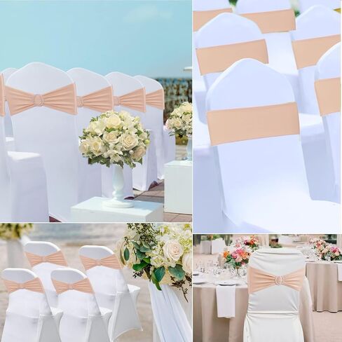 Red Chair Sashes - 50 Pack Universal Elastic Bands with Buckle Slider for Wedding Banquet Party Decorations in Kuwait