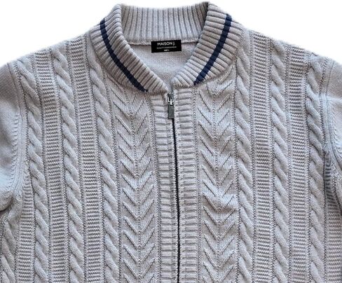 MAISON J Mens Full-Zip Cardigan Sweater, Quality Knit Fabric, Stand Collar, Sporty Casual Style in Saudi Arabia