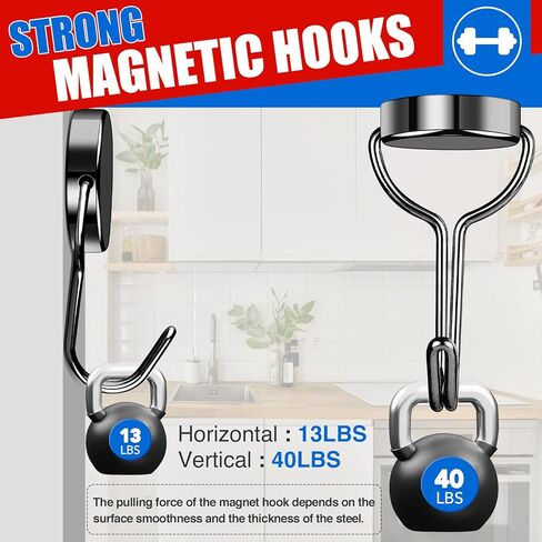 Magnetic Hooks, 110Lbs Heavy Duty Magnets Hooks for Cruise Cabins, Strong Magnets with Hooks for Hanging, Metal Magnetic Grill Hooks Magnetic Hanger for Refrigerator, Toolbox, Storage - 10Pack in Saudi Arabia