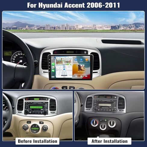 2G+64G Android 13 Car Stereo for Hyundai Accent 2006-2011 with Wireless Apple Carplay Android Auto,9'' Touchscreen Car Radio with WiFi,GPS Navigation,Bluetooth FM/RDS SWC Daul USB+AHD Backup Camera in Kuwait