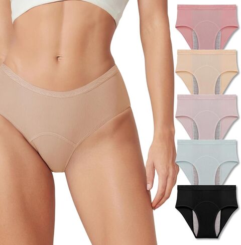 Washable & Reusable Incontinence Underwear for Women Over 60 - Leakproof, Discreet, Absorbent, Machine-Washable Panties (Hipster, XL, Pack of 5) in Saudi Arabia