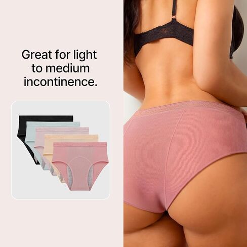 Washable & Reusable Incontinence Underwear for Women Over 60 - Leakproof, Discreet, Absorbent, Machine-Washable Panties (Hipster, XL, Pack of 5) in Saudi Arabia