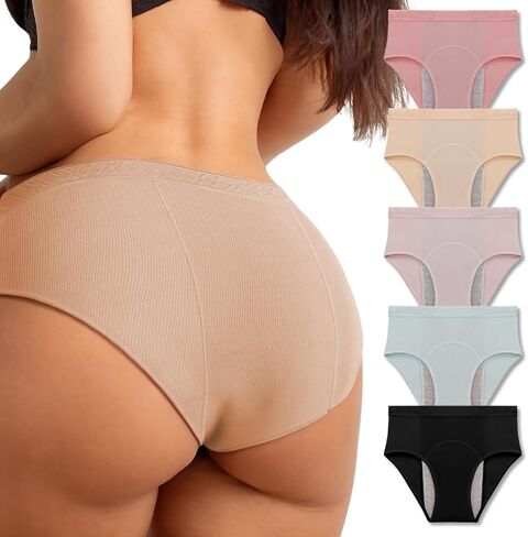 Washable & Reusable Incontinence Underwear for Women Over 60 - Leakproof, Discreet, Absorbent, Machine-Washable Panties (Hipster, XL, Pack of 5) in Saudi Arabia