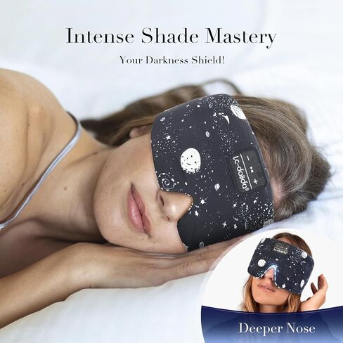 LC-dolida Sleep Mask with Bluetooth Headphones, Extra Large Silk Eye Mask for Sleeping Side Day Sleepers, Sleep Headphones Bluetooth 5.4 for Women Men with Thin Speaker, Blackout, Comfort, Microphone in Saudi Arabia
