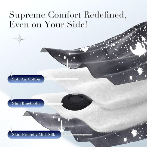 LC-dolida Sleep Mask with Bluetooth Headphones, Extra Large Silk Eye Mask for Sleeping Side Day Sleepers, Sleep Headphones Bluetooth 5.4 for Women Men with Thin Speaker, Blackout, Comfort, Microphone in Saudi Arabia