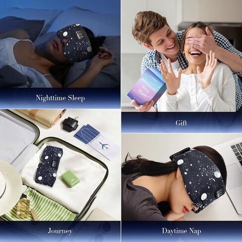 LC-dolida Sleep Mask with Bluetooth Headphones, Extra Large Silk Eye Mask for Sleeping Side Day Sleepers, Sleep Headphones Bluetooth 5.4 for Women Men with Thin Speaker, Blackout, Comfort, Microphone in Saudi Arabia