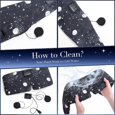 LC-dolida Sleep Mask with Bluetooth Headphones, Extra Large Silk Eye Mask for Sleeping Side Day Sleepers, Sleep Headphones Bluetooth 5.4 for Women Men with Thin Speaker, Blackout, Comfort, Microphone in Saudi Arabia