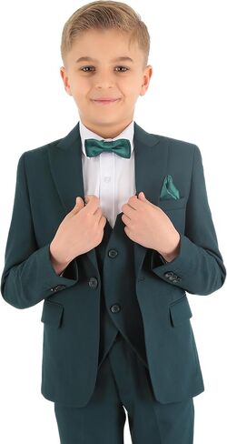 Boys Slim Fit Wedding Suits, Herringbone Textured Formal 8 Piece Complete Outfit Set in Saudi Arabia
