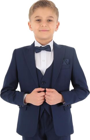 Boys Slim Fit Wedding Suits, Herringbone Textured Formal 8 Piece Complete Outfit Set in Saudi Arabia