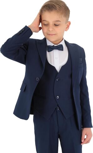 Boys Slim Fit Wedding Suits, Herringbone Textured Formal 8 Piece Complete Outfit Set in Saudi Arabia