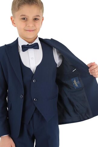Boys Slim Fit Wedding Suits, Herringbone Textured Formal 8 Piece Complete Outfit Set in Saudi Arabia
