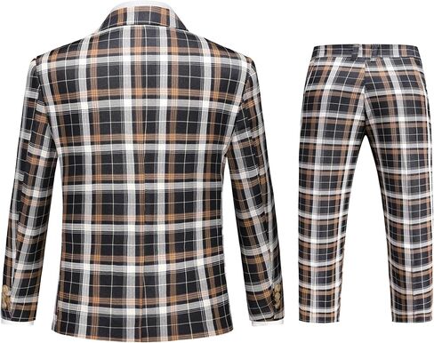 Mogu Boys Plaid Suits 3 قطعة ضئيلة نائمة التوكسيدو بدلة ملابس رسمية مجموعة السترة سترة السترة سروال الأطفال in Saudi Arabia