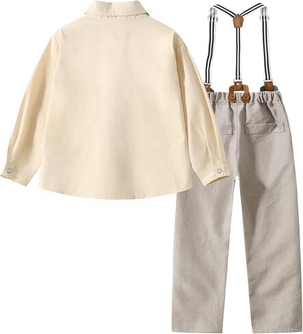Little Boy Clothes Suits Dress Shirt with Bow Tie Suspender Pants Gentleman Outfit Sets for Party, Prom, Wedding in Saudi Arabia