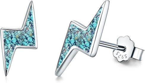Lightning Bolt Earrings Sterling Silver Fire Opal Hypoallergenic Small Stud Earrings Thunder Flash Hoop Earrings Jewelry Birthday Gifts for Women in Saudi Arabia