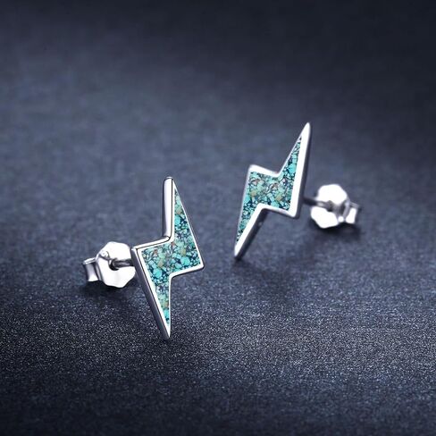 Lightning Bolt Earrings Sterling Silver Fire Opal Hypoallergenic Small Stud Earrings Thunder Flash Hoop Earrings Jewelry Birthday Gifts for Women in Saudi Arabia