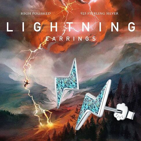 Lightning Bolt Earrings Sterling Silver Fire Opal Hypoallergenic Small Stud Earrings Thunder Flash Hoop Earrings Jewelry Birthday Gifts for Women in Saudi Arabia