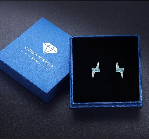 Lightning Bolt Earrings Sterling Silver Fire Opal Hypoallergenic Small Stud Earrings Thunder Flash Hoop Earrings Jewelry Birthday Gifts for Women in Saudi Arabia