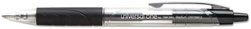 Universal UNV39912 0.7 mm. Medium Comfort Grip Retractable Gel Pen - Black Ink, Clear/Black Barrel (1-Dozen) in Saudi Arabia