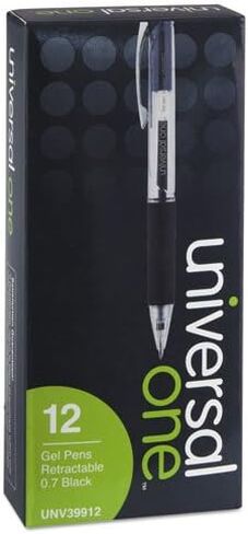 Universal UNV39912 0.7 mm. Medium Comfort Grip Retractable Gel Pen - Black Ink, Clear/Black Barrel (1-Dozen) in Saudi Arabia