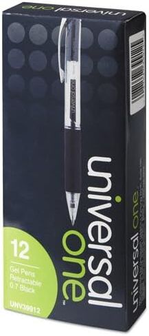 Universal UNV39912 0.7 mm. Medium Comfort Grip Retractable Gel Pen - Black Ink, Clear/Black Barrel (1-Dozen) in Saudi Arabia