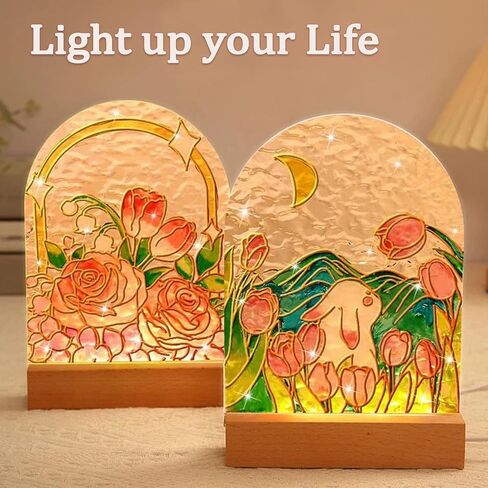 2 Pcs 6 Inch Wooden LED Light Display Pedestal, Rectangle LED Lights Display Base for Acrylic, Crystal, Night Light, Glass Resin Art, Night LED Light Lamp Base with USB Switch (6 inch-Warm Light) in Saudi Arabia
