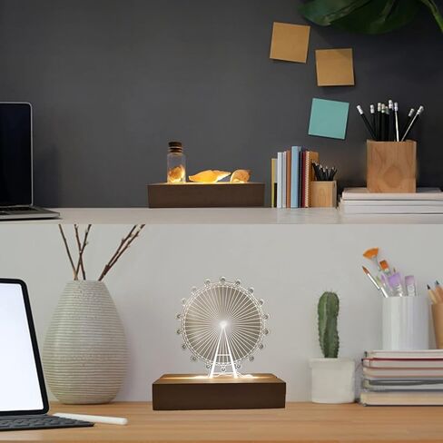 2 Pcs 6 Inch Wooden LED Light Display Pedestal, Rectangle LED Lights Display Base for Acrylic, Crystal, Night Light, Glass Resin Art, Night LED Light Lamp Base with USB Switch (6 inch-Warm Light) in Saudi Arabia