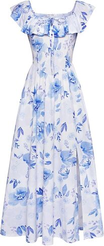 GRACE KARIN 2025 Womens Maxi Dresses Summer Off Shoulder Floral Dress Ruffle Split Beach Flowy Boho Wedding Guest Dress in Kuwait