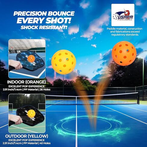 USAPA Approved SmashAce Pickleball Paddles Set of 4 - Fiberglass Surface Pickle Ball Set Including 4 Paddles, 4 Balls, 4 Cooling Towels & Portable Carry Bag - Perfect Pickleball Gift for Men & Women in Saudi Arabia