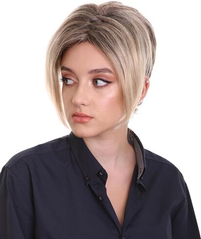 Women's Classic Karen, Minivan Mom Pixie Meme Cut Wig, Premium Halloween Synthetic Fiber Wig - Light Brown & Blonde in Kuwait