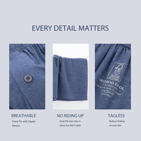 BAMBOO COOL Men's Boxers Short Boxer for Men Soft Comfortable Casual Breathable Underwear (3 Pack or 5 Pack) in Saudi Arabia