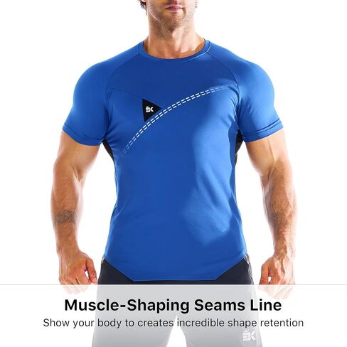 BROKIG 3 Pack Men's Irregular Muscle Gym Shirts Quick Dry Sun Protection Workout Athletic T Shirt Short Sleeve in Saudi Arabia
